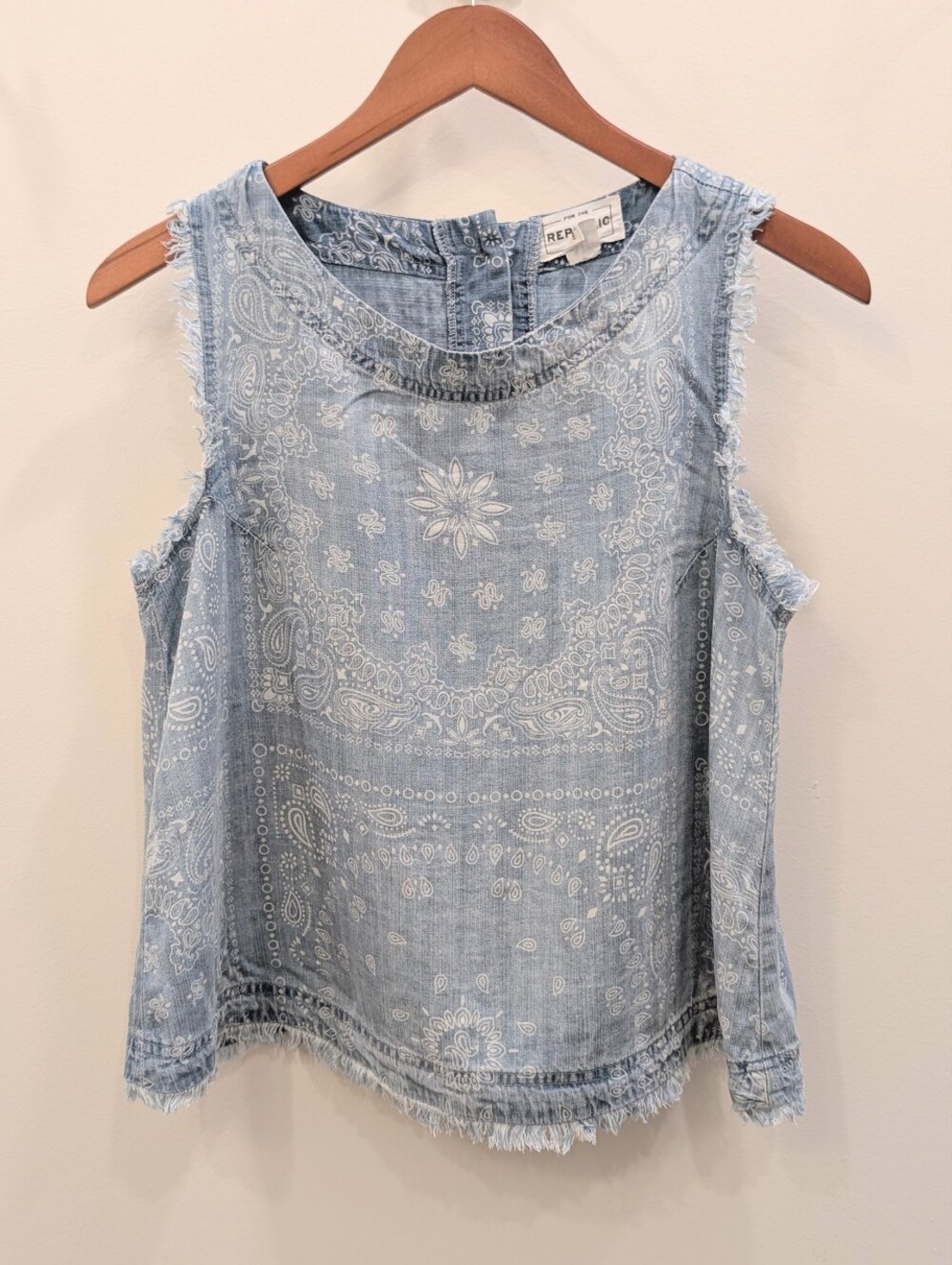 For the Republic Light Wash Bandana Print Sleeveless Top